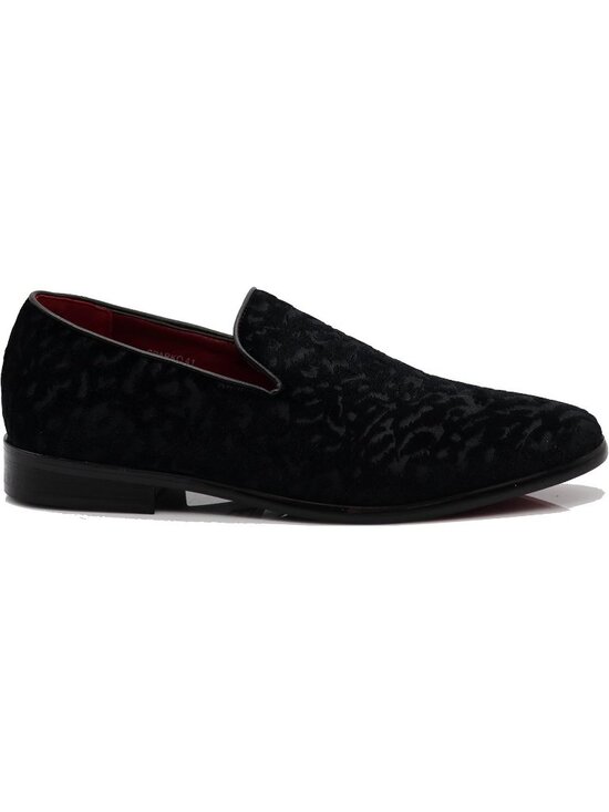 Enzo Romeo Men\'s Black41 Vintage Velvet Flower Loafers Slip On Tuxedo Shoes main image 5